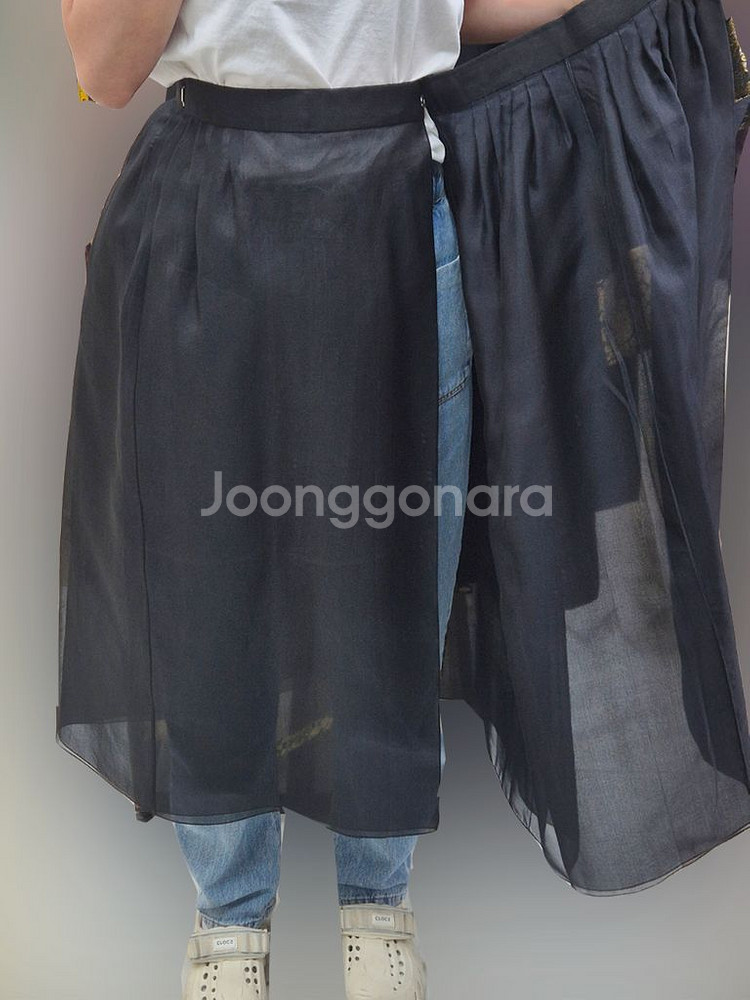 (새상품) 생활한복 검정색 치마 랩스커트--2