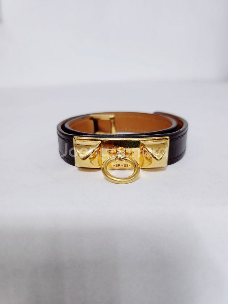에르메스 블랙 금장버클 리발더블 팔찌 XS--1