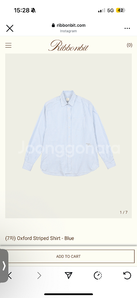 리본빛 Oxford Striped Shirt - Blu--0