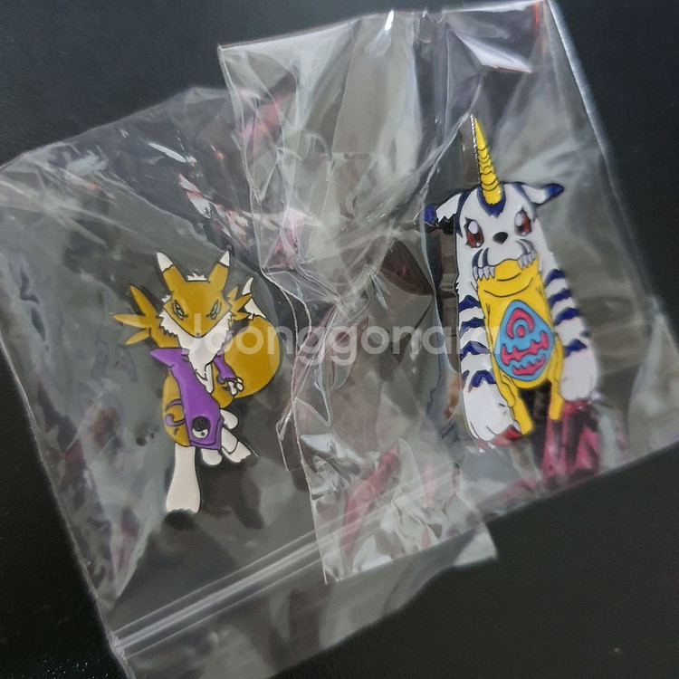 디지몬 핀뱃지 레나몬 파피몬 핀뱃지 세트--0