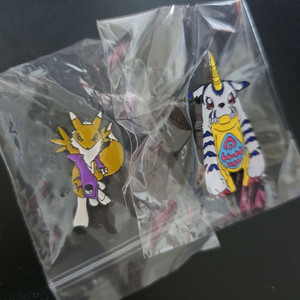 디지몬 핀뱃지 레나몬 파피몬 핀뱃지 세트