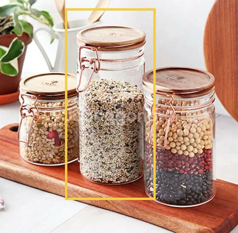 우드 나무 뚜껑 내열유리 밀폐용기 2개 일괄 새상품--0