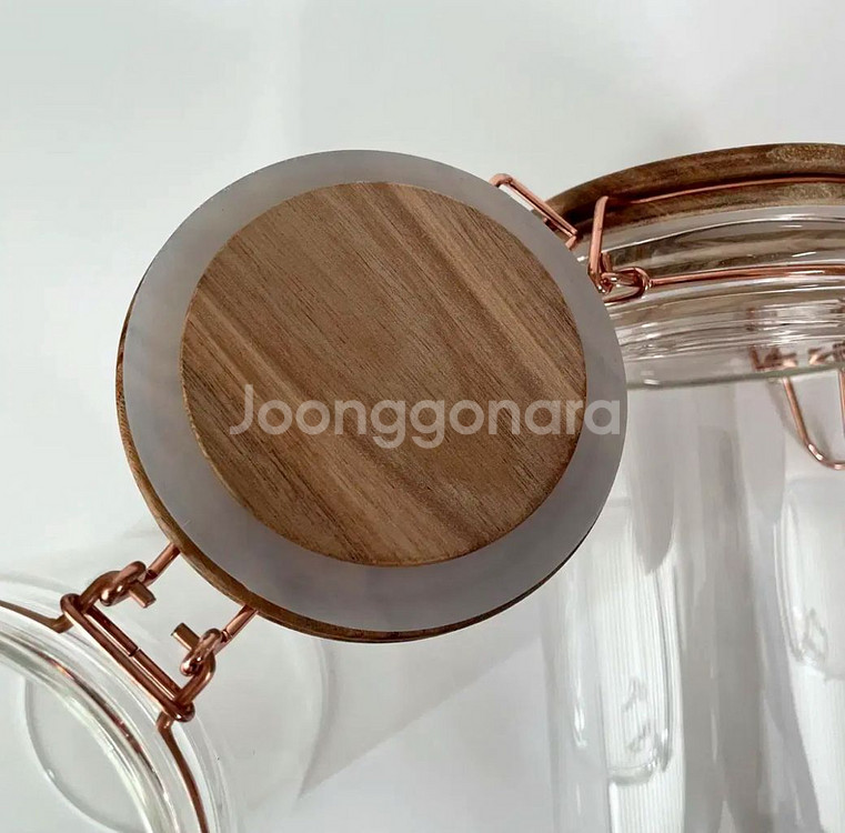 우드 나무 뚜껑 내열유리 밀폐용기 2개 일괄 새상품--4