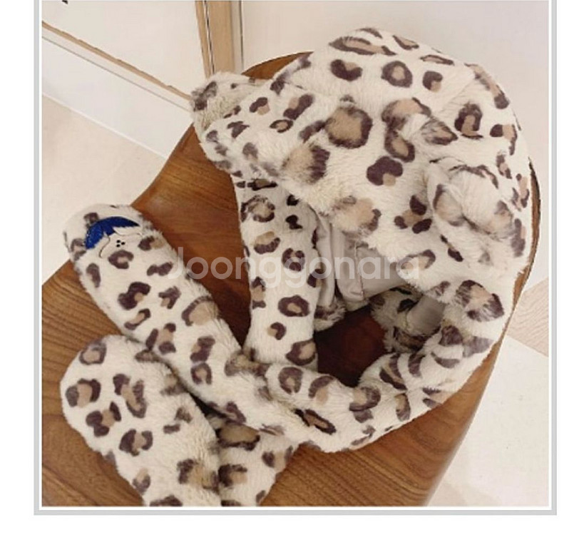 리미떼두두 레오파드 퍼 모자--1