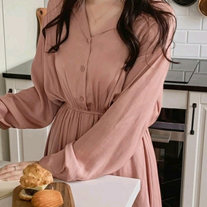 아뜨랑스 인디핑크 셔츠 원피스