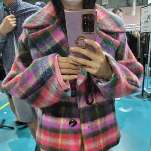 마인 체크코트 모100프로
