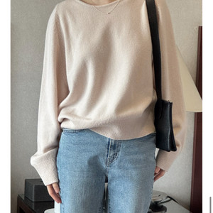 오케이플레이스 샹스 라운드 니트 크림색상, 여린핑크,