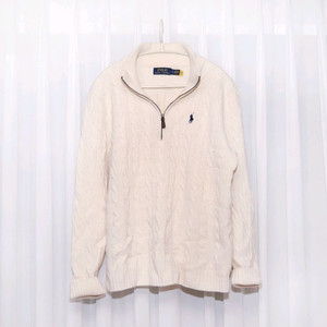 폴로 랄프로렌 울캐시미어 꽈배기 반집업 니트 (95+)