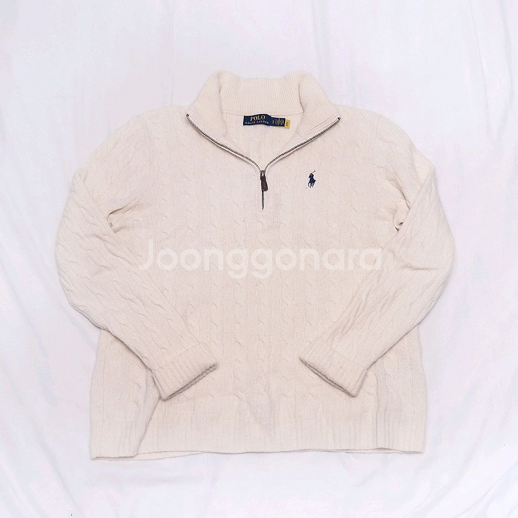 폴로 랄프로렌 울캐시미어 꽈배기 반집업 니트 (95+)--1