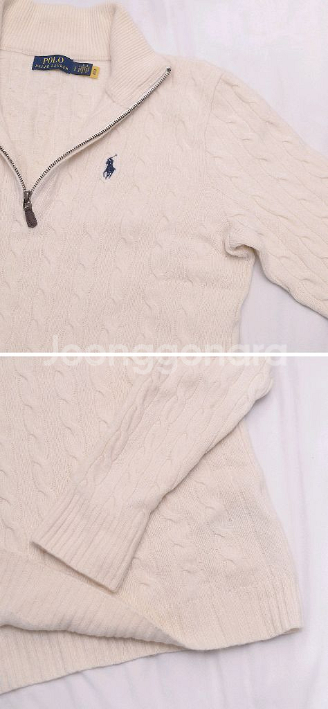 폴로 랄프로렌 울캐시미어 꽈배기 반집업 니트 (95+)--6