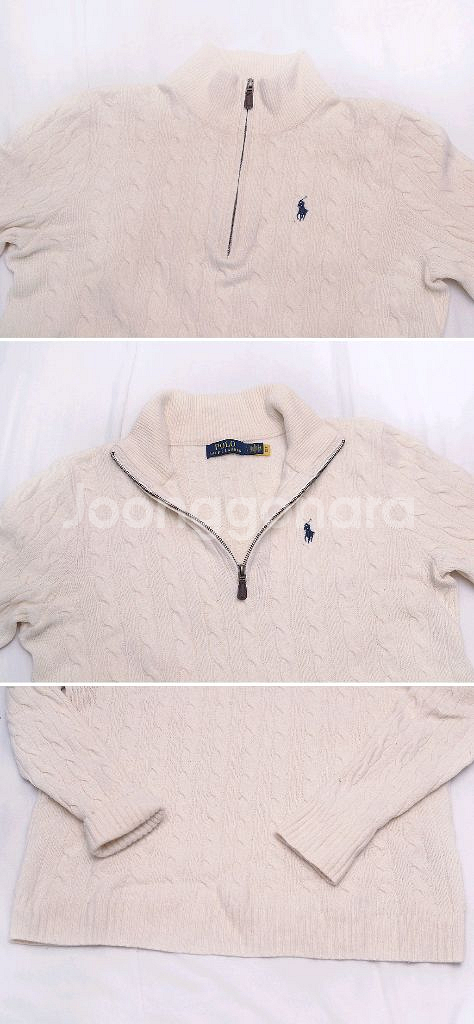 폴로 랄프로렌 울캐시미어 꽈배기 반집업 니트 (95+)--3