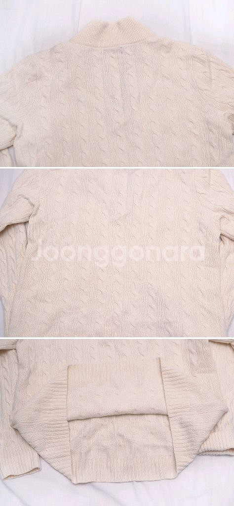 폴로 랄프로렌 울캐시미어 꽈배기 반집업 니트 (95+)--4