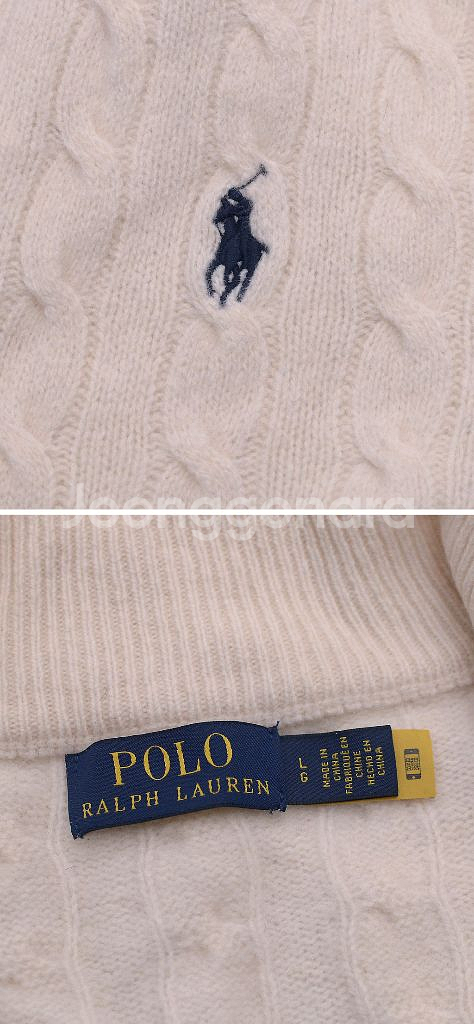 폴로 랄프로렌 울캐시미어 꽈배기 반집업 니트 (95+)--8