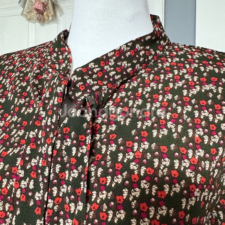 플라워 패턴 긴팔 원피스 프리--3