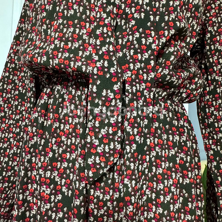 플라워 패턴 긴팔 원피스 프리--5