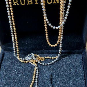 14k컷팅볼볼이 엘로우 롱목걸이(70센치)