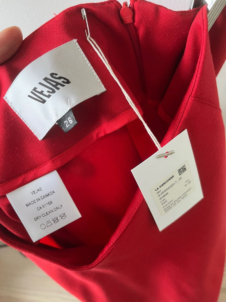 VEJAS 언발란스 레드 스커트--3