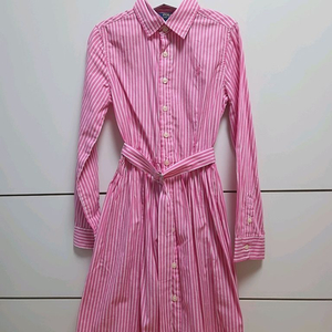 폴로 랄프로렌 핑크 스트라이프 셔츠 원피스 8y