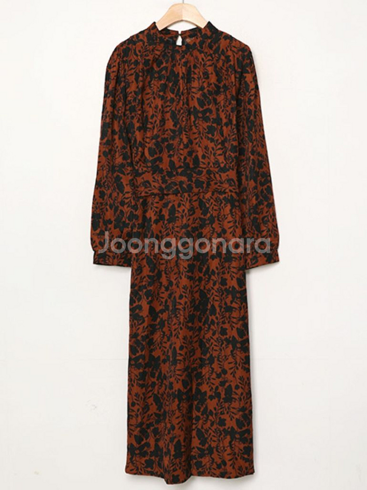 새상품) 화려한 플라워 쉬폰 리본 롱 원피스--2