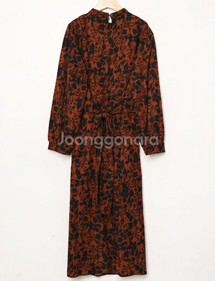 새상품) 화려한 플라워 쉬폰 리본 롱 원피스--3