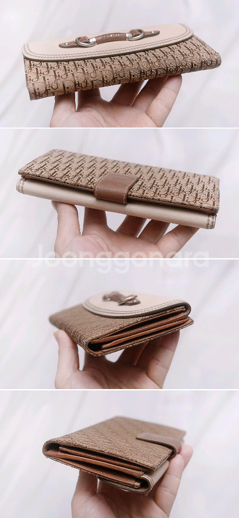 디올 클래식 오블리크 홀스빗 로고 플랩 장지갑--3