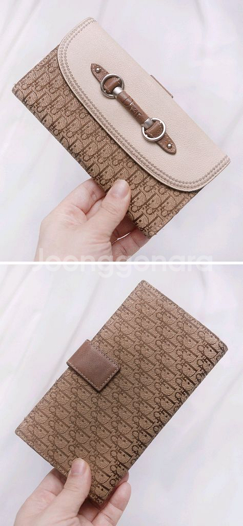 디올 클래식 오블리크 홀스빗 로고 플랩 장지갑--2