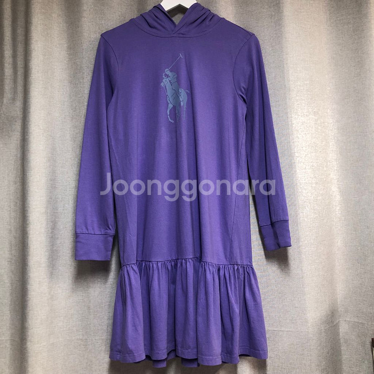 POLO 퍼플 후드 프릴 원피스 (걸즈 L)--0