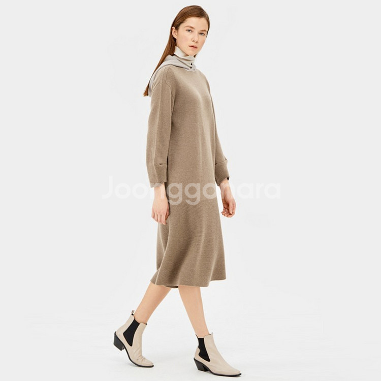 시스템(SYSTEM) 컬러후드 울 니트원피스--0