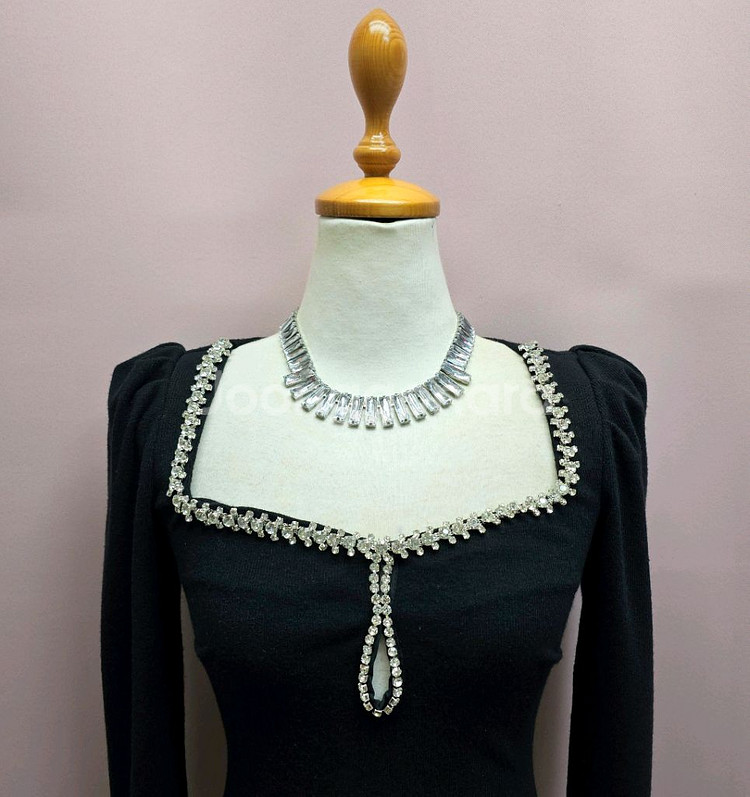 (새상품) 보석 스퀘어넥 머메이드 롱원피스--2