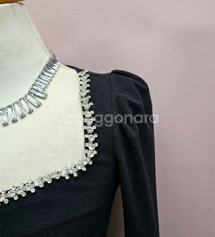 (새상품) 보석 스퀘어넥 머메이드 롱원피스--3