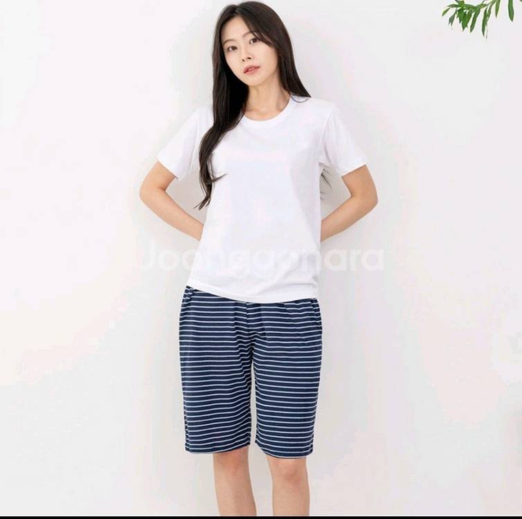 스트라이프 줄무늬 단가라 밴딩 고무줄 반바지--3