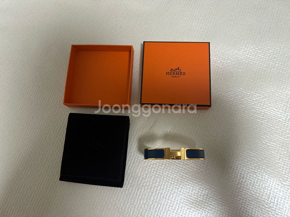 에르메스 정품 클릭아슈 네이비 금장팔찌 T5--0