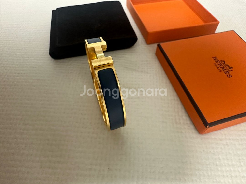 에르메스 정품 클릭아슈 네이비 금장팔찌 T5--2