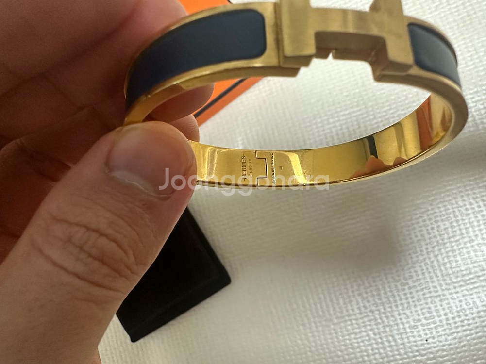 에르메스 정품 클릭아슈 네이비 금장팔찌 T5--5