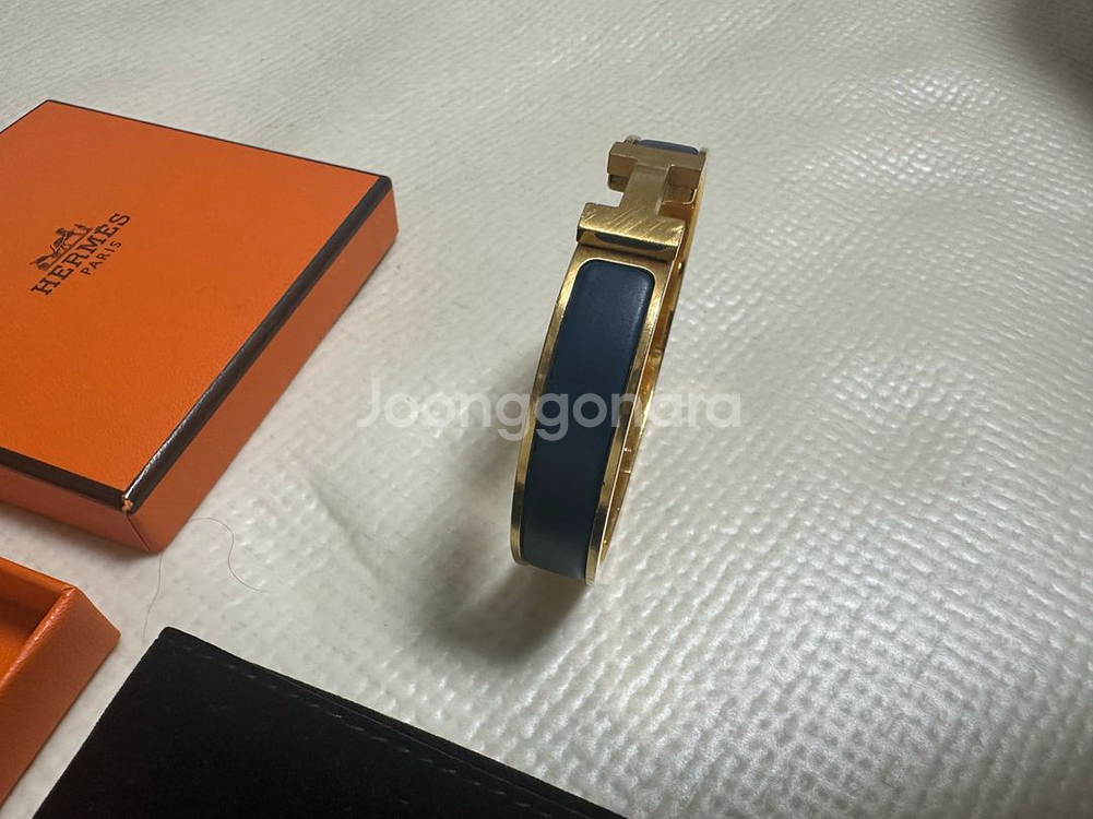 에르메스 정품 클릭아슈 네이비 금장팔찌 T5--3