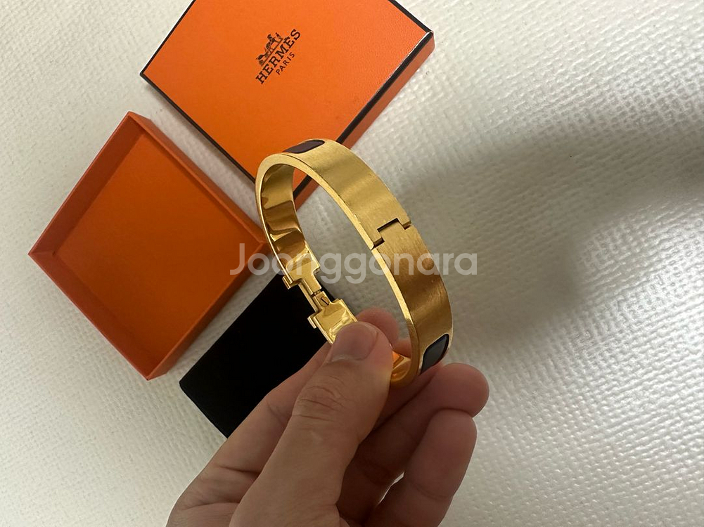 에르메스 정품 클릭아슈 네이비 금장팔찌 T5--6