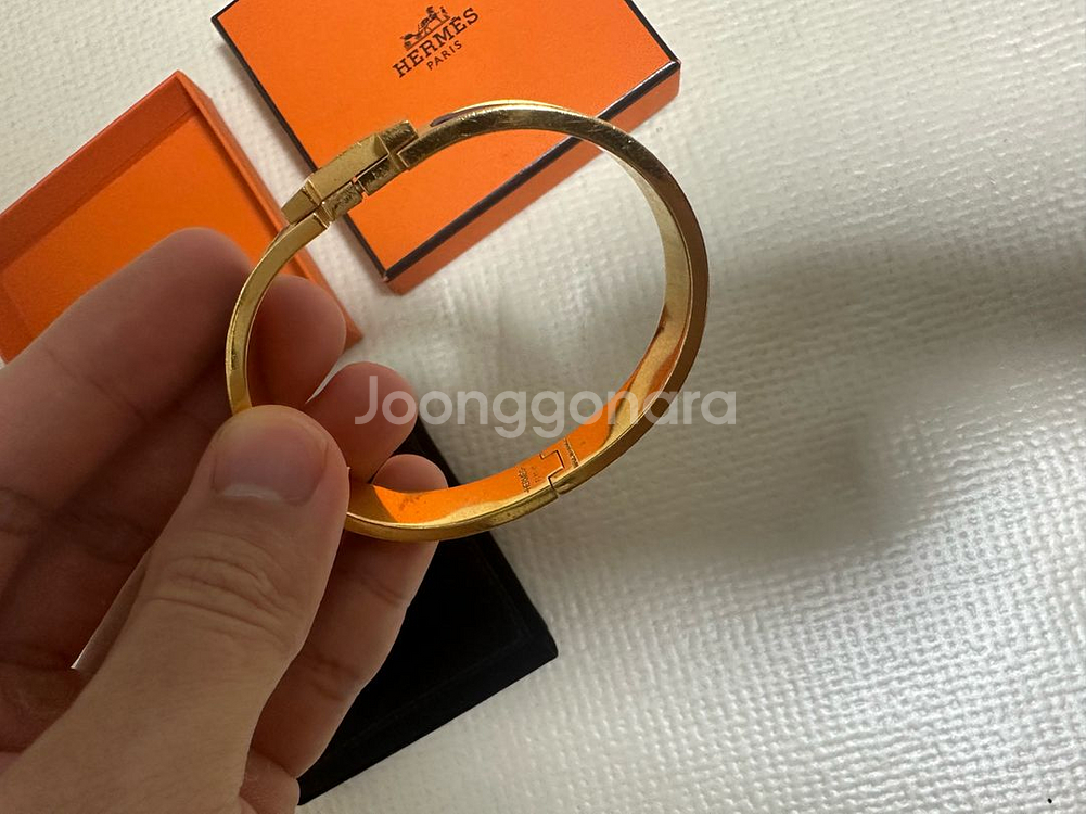 에르메스 정품 클릭아슈 네이비 금장팔찌 T5--4