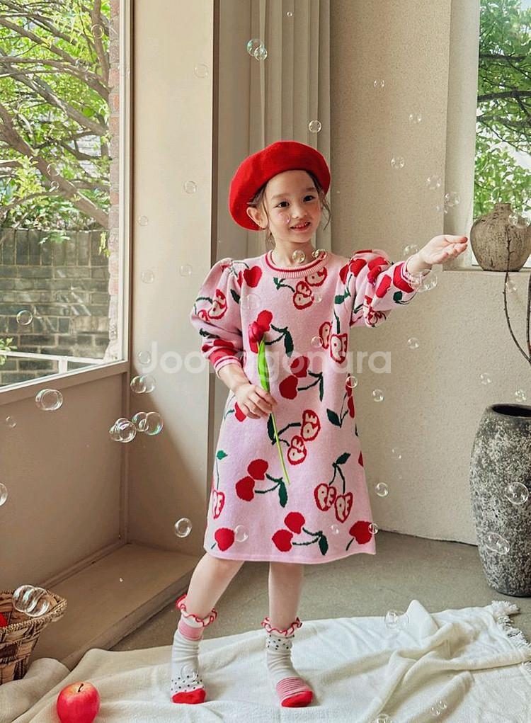 [플라잉페페] 체리 니트 원피스 XXL--0