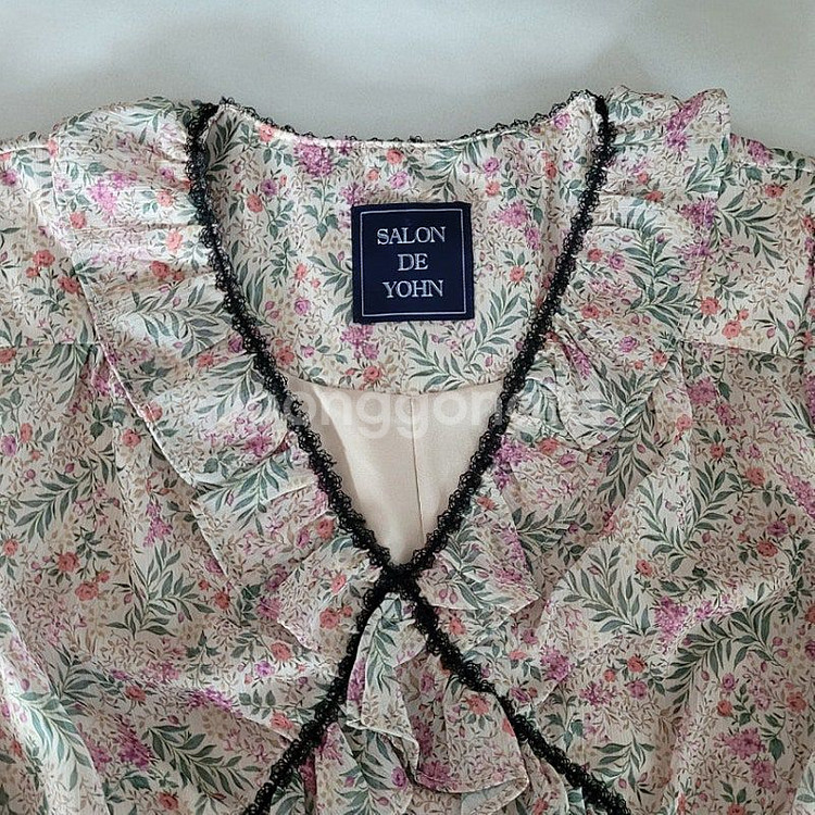 살롱드욘 레이스 포인트 쉬폰 롱 드레스 베이지 택 채--4