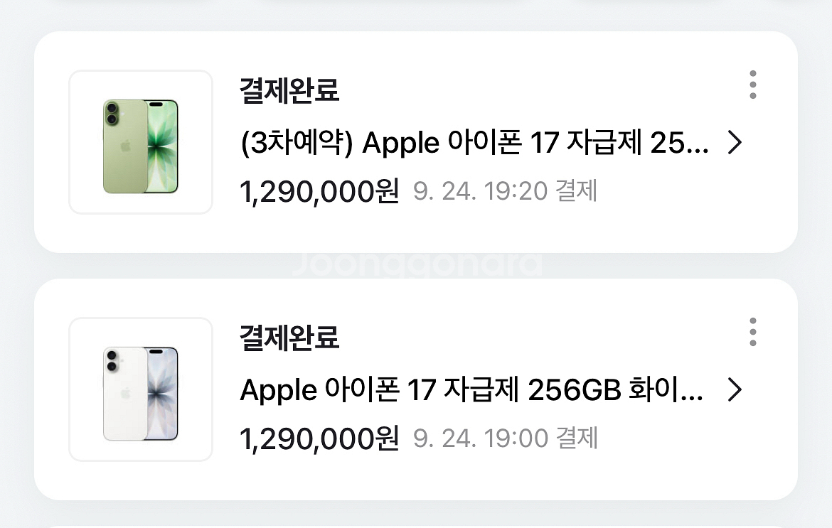 애플 아이폰 17 화이트 세이지 256기가 자급제--0