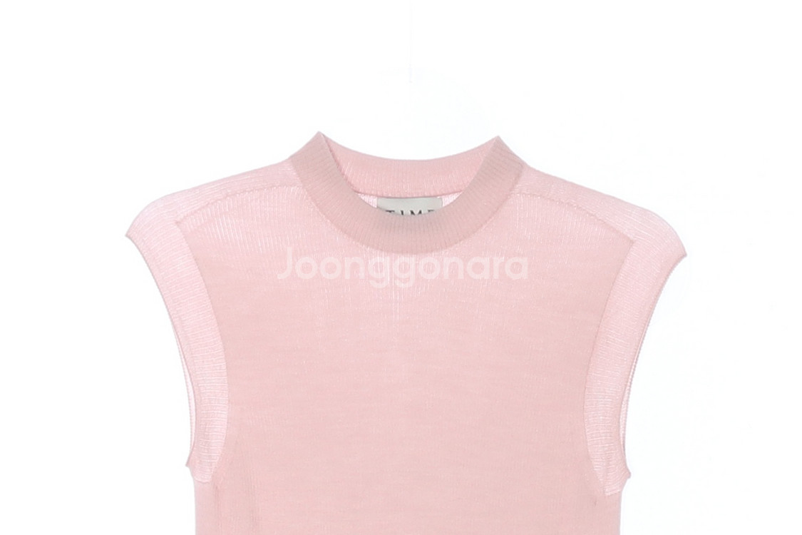 [XS]타임 울캐시미어100% 핑크 민소매 니트--1