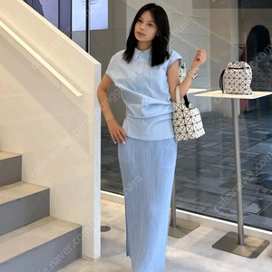 이세이미야케 해칭 스커트 블루 1사이즈 외