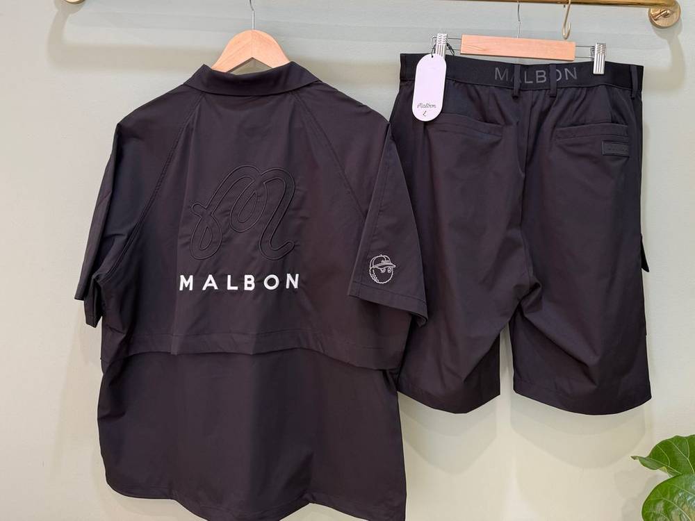 바로배송) 말본st 블랙 반팔 셔츠 카고 반바지 셋업--1