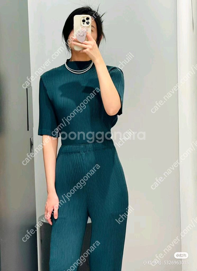 이세이미야케 해칭 탑 다크그린,플리츠플리즈 ~--0