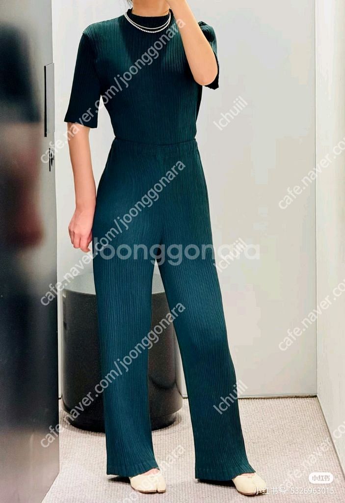 이세이미야케 해칭 탑 다크그린,플리츠플리즈 ~--1