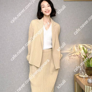 이세이미야케 해칭 실버그라스 베이지 자켓,스커트