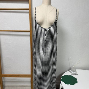 깅엄체크 뷔스티에 레이어드 롱 원피스