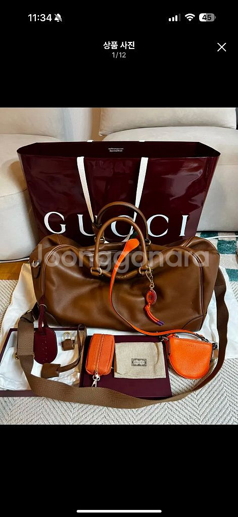 정품 GUCCI 레더 보스턴백 풀세트 새상품 판매합니다--0
