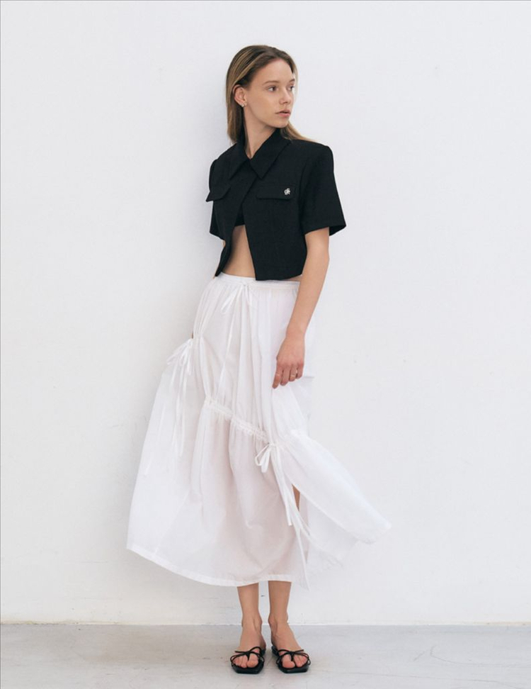 시티브리즈 트위드 크롭 반팔 자켓 블랙 S 이미지