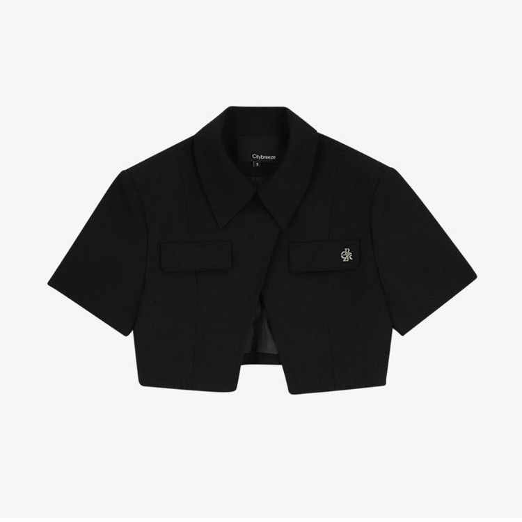시티브리즈 트위드 크롭 반팔 자켓 블랙 S 이미지